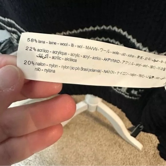 Zara Nordic Chunky Wool Blend Knit Zip Long Cardigan Sweater SZ L Streetwear - Picture 5 of 11